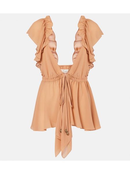 Flæse chiffon silke top Chloe orange