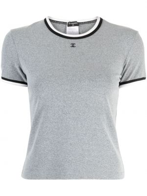 Tričko s výšivkou Chanel Pre-owned sivá