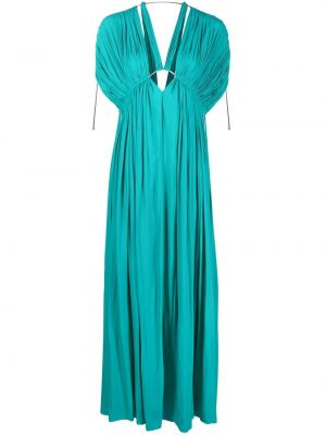 Вечерна рокля с v-образно деколте Lanvin синьо