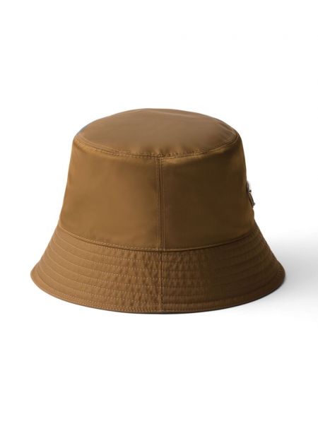 Nylonowy kapelusz Prada brązowy