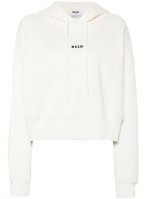 Pamučna hoodie s kapuljačom s printom Msgm bijela