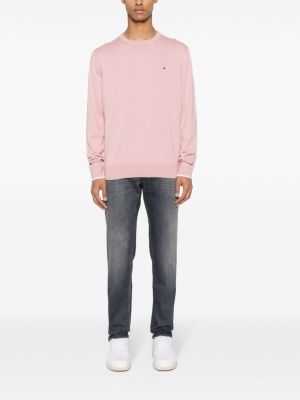 Bavlněný svetr s výšivkou Tommy Hilfiger růžový
