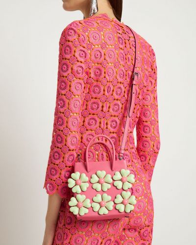 Кожени шопинг чанта на цветя Moschino розово