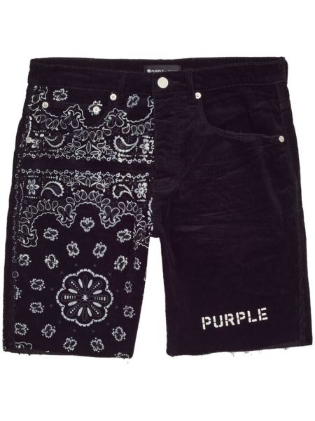 Pantaloni scurți de catifea cord cu imagine Purple Brand