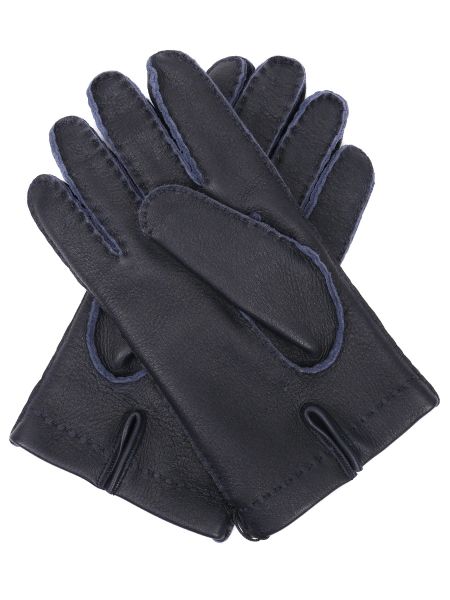 Кожаные перчатки Cesare Attolini синие