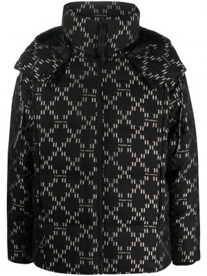 Πουπουλένιο μπουφάν με κουκούλα ζακάρ Karl Lagerfeld μαύρο