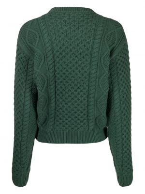 Haftowany sweter wełniany Bally zielony