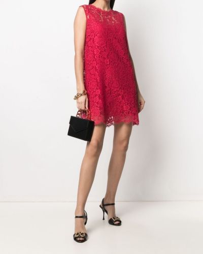Vestido sin mangas ajustado de encaje Dolce & Gabbana rojo