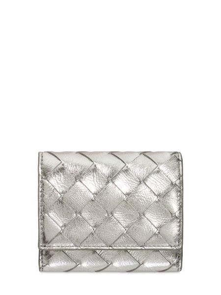 Cartera de cuero Bottega Veneta plateado