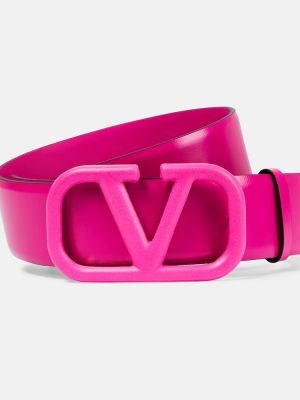 Růžový kožený pásek Valentino Garavani