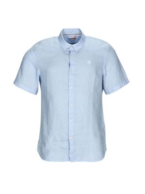 Slim fit lněná košile s krátkými rukávy Timberland modrá