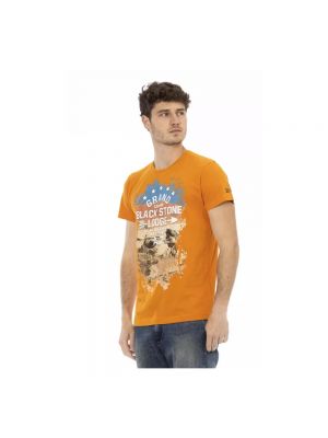 Koszulka bawełniana z nadrukiem Trussardi pomarańczowa