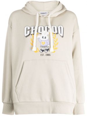 Pamučna hoodie s kapuljačom s printom Chocoolate bež