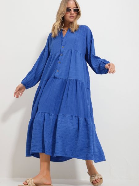 Dlouhé šaty Trend Alaçatı Stili modrá