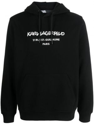Φούτερ με κουκούλα με σχέδιο Karl Lagerfeld μαύρο