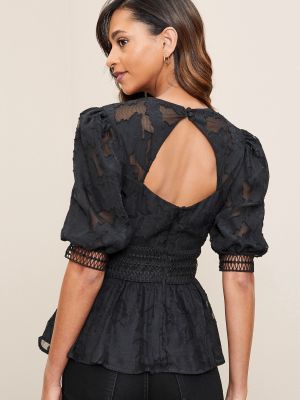 Блузка с v-образным вырезом с коротким рукавом Lipsy черная