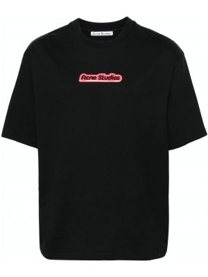 Kokvilnas t-krekls Acne Studios melns