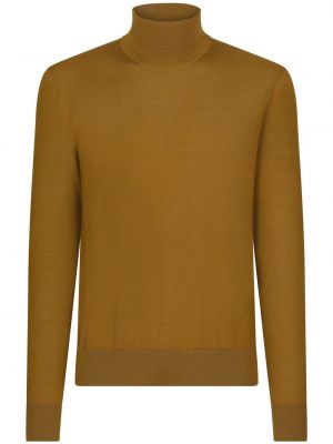 Svileni džemper od kašmira Dolce & Gabbana smeđa