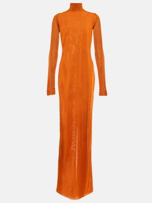Sukienka długa Saint Laurent pomarańczowa