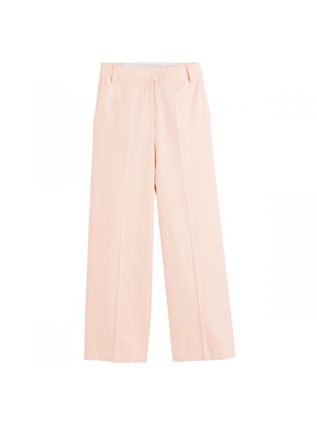 Pantalones de lino de algodón La Redoute Collections rosa