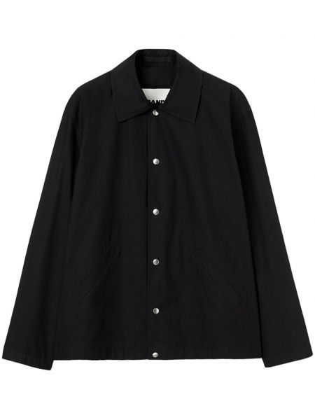Βαμβακερό πουκάμισο με σχέδιο Jil Sander μαύρο