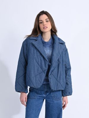 Асимметричная стеганая женская куртка с длинным рукавом Molly Bracken синий