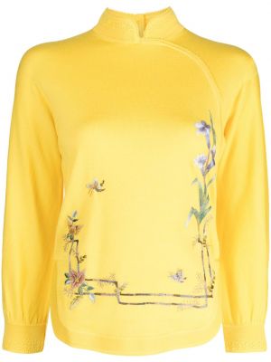 Kvetinový sveter s potlačou Shiatzy Chen žltá