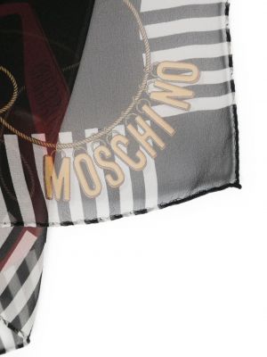Hedvábný šál s potiskem Moschino černý