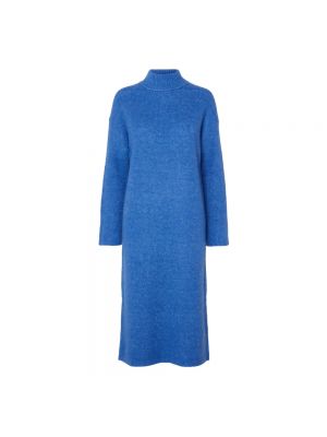 Sukienka midi wełniana Selected Femme niebieska