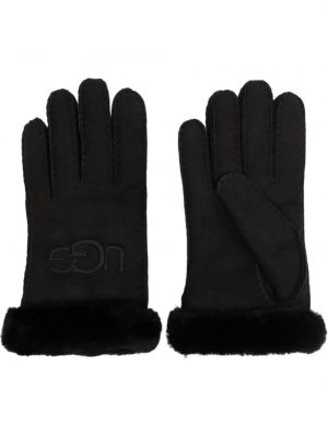 Semišové rukavice s výšivkou Ugg čierna