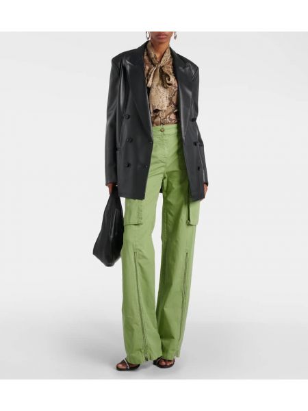 Medvilninės „cargo“ stiliaus kelnės Stella Mccartney žalia