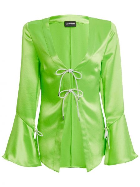 Сатенена блуза Retrofete зелено
