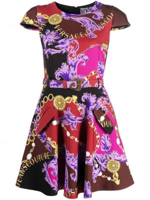 Mini-abito con stampa Versace Jeans Couture viola