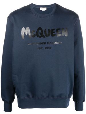 Sweatshirt mit rundhalsausschnitt mit print Alexander Mcqueen blau