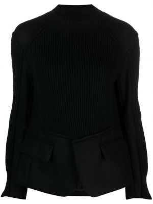 Sweter wełniany Sacai czarny