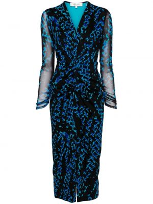 Вечерна рокля с принт Dvf Diane Von Furstenberg синьо