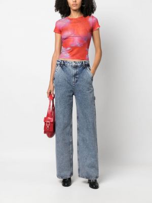 Jeansy relaxed fit Moschino niebieskie