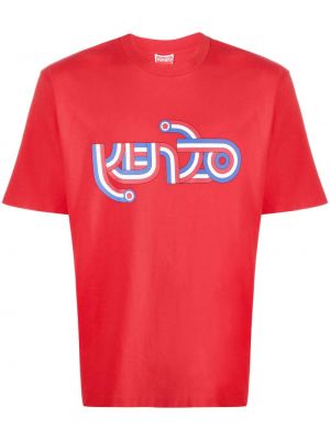 Памучна тениска с принт Kenzo червено