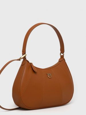 Шкіряна сумка шоппер Pinko, коричнева