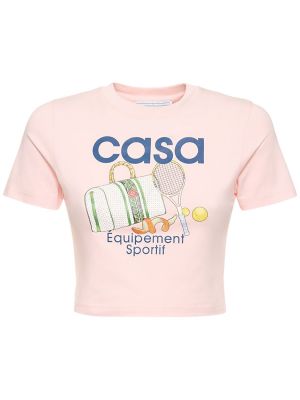 T-krekls ar apdruku džersija Casablanca rozā