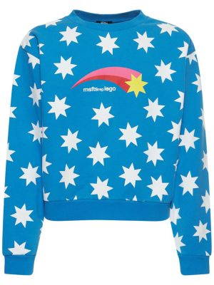 Bluza dresowa bawełniana z nadrukiem w gwiazdy Msftsrep niebieska