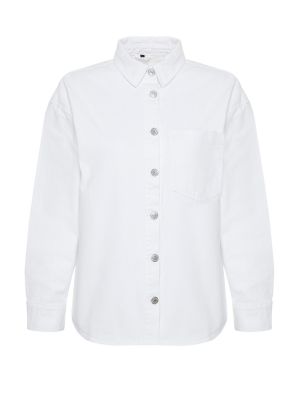 Koszula jeansowa oversize Trendyol biała
