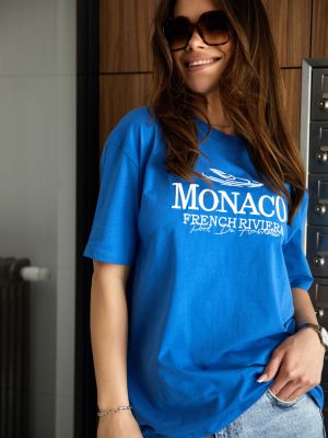 Памучна тениска бродирана с надписи Fasardi синьо
