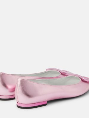 Bőr balerina cipők Roger Vivier rózsaszín
