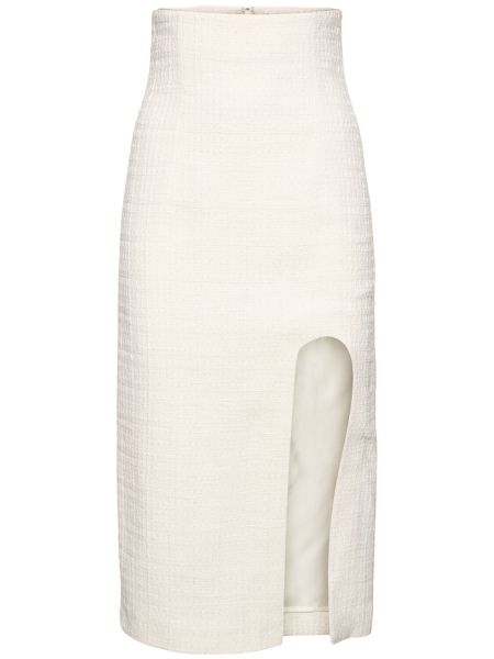 Spódnica midi z wysoką talią tweedowa Alessandro Vigilante biała
