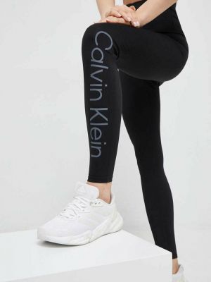 Spodnie sportowe z nadrukiem Calvin Klein Performance czarne