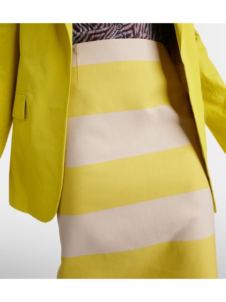 Prugasta pamučna midi suknja Dries Van Noten žuta