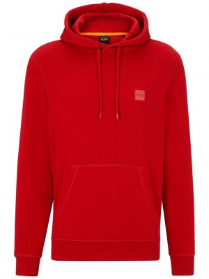 Pamučna hoodie s kapuljačom Boss crvena