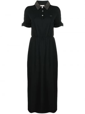 Křišťálové bavlněné dlouhé šaty Liu Jo černé