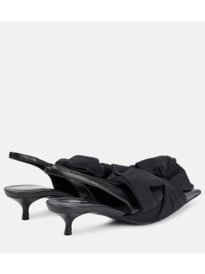 Кожени полуотворени обувки с панделка с отворена пета Balenciaga черно